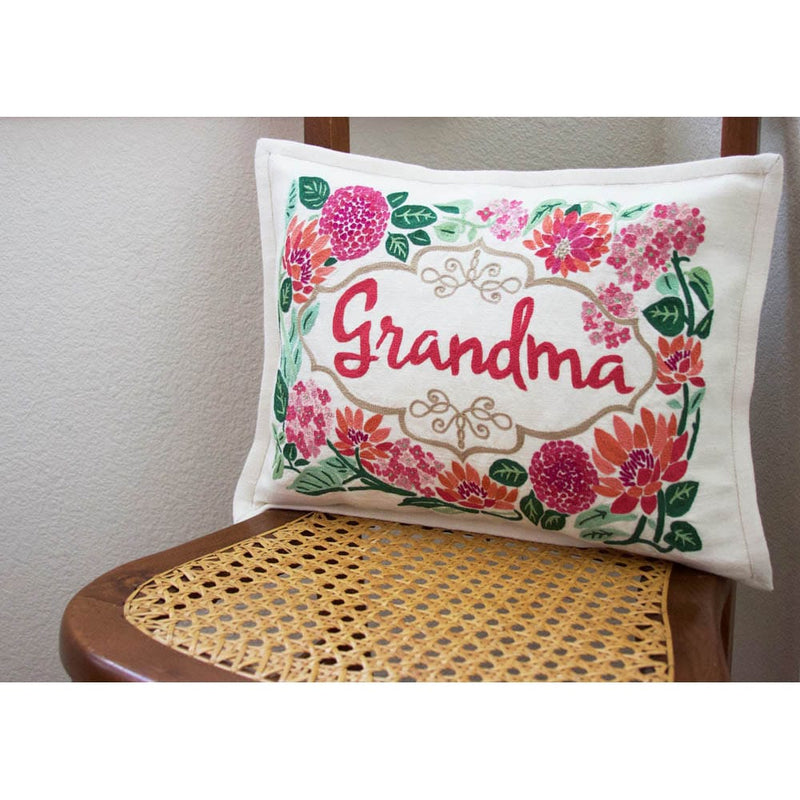 Quirks! Pillows Grandma Love Letters Hand-Embroidered Pillow by CatStudio