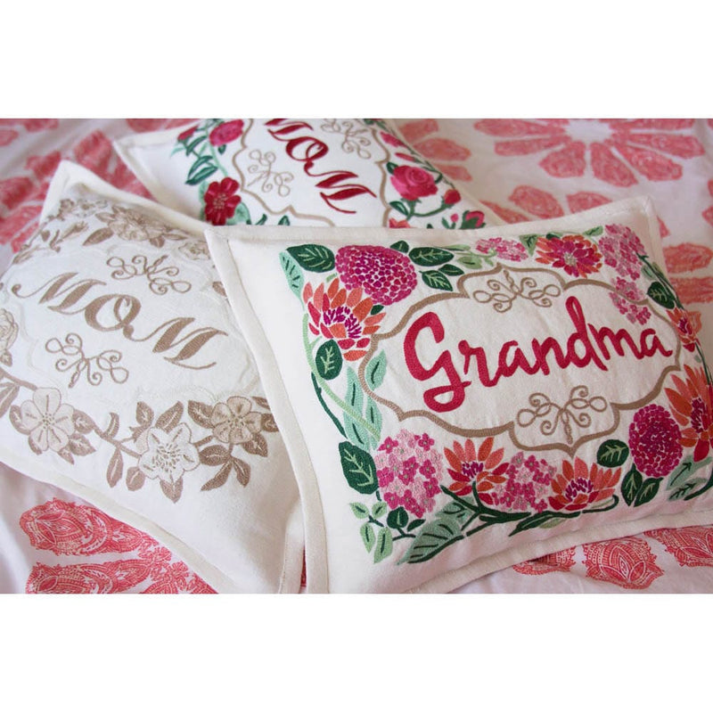 Quirks! Pillows Grandma Love Letters Hand-Embroidered Pillow by CatStudio