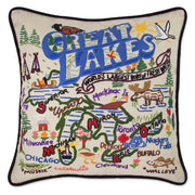 Quirks! Pillows Great Lakes Hand-Embroidered Pillow