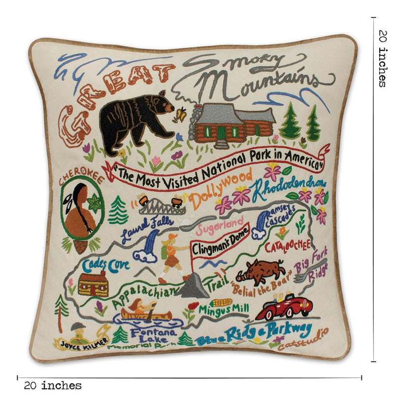 Quirks! Pillows Great Smoky Mountains Hand-Embroidered Pillow