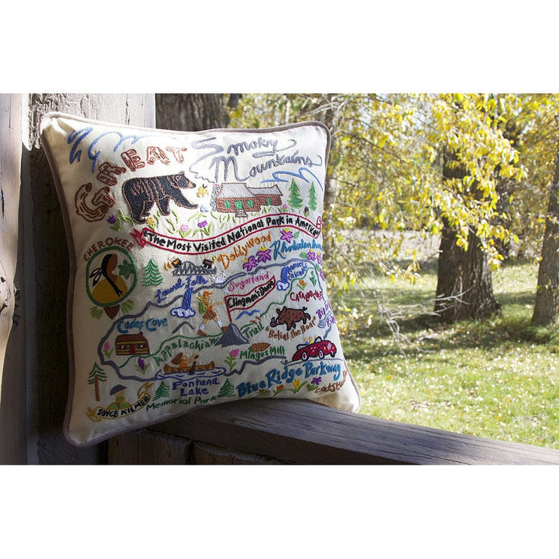 Quirks! Pillows Great Smoky Mountains Hand-Embroidered Pillow