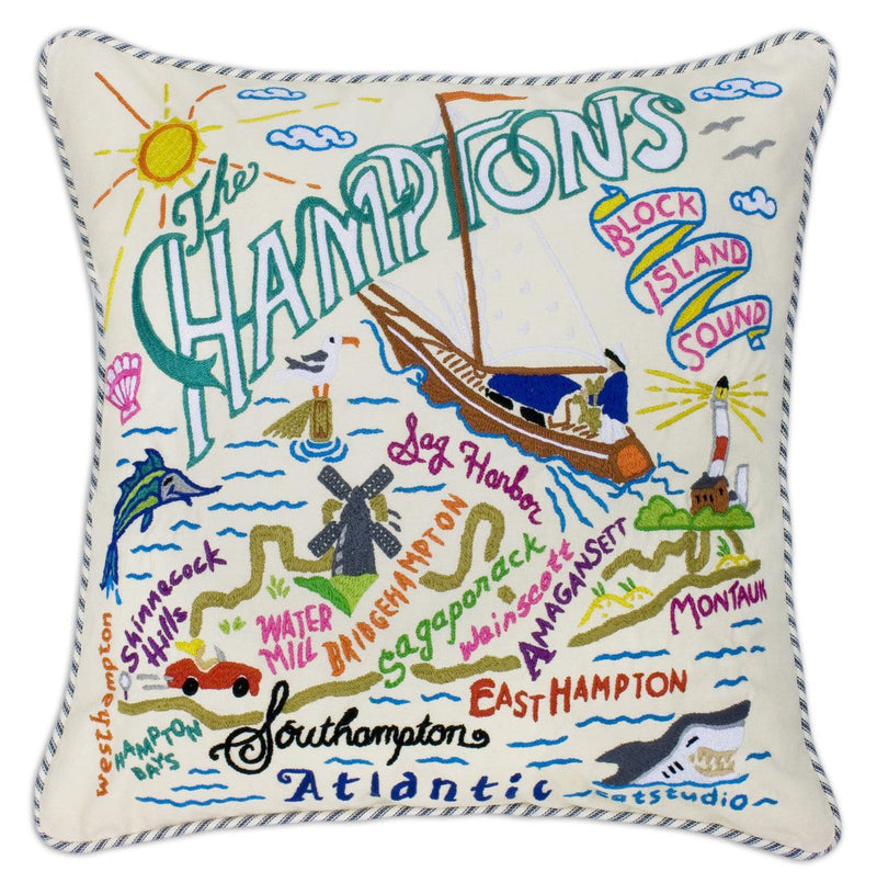Quirks! Pillows Hamptons Hand-Embroidered Pillow