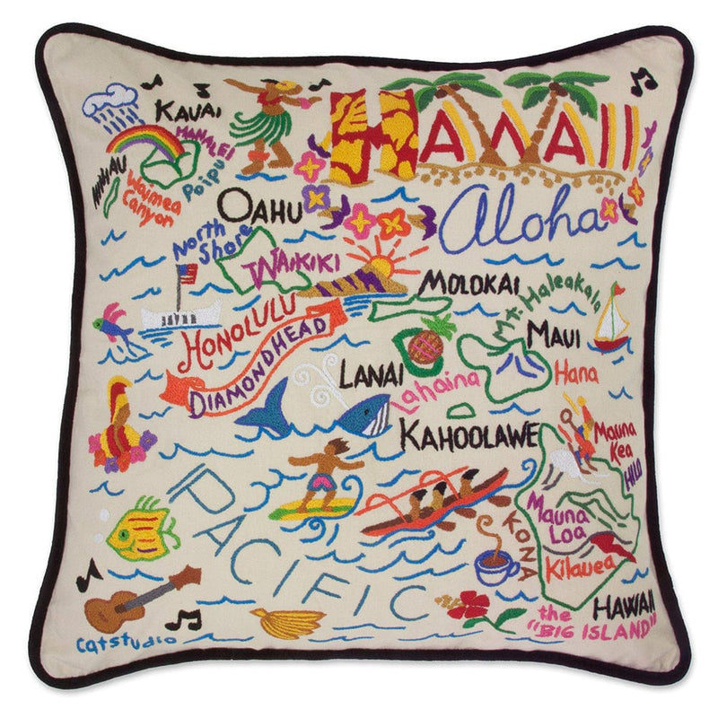 Quirks! Pillows Hawaii Hand-Embroidered Pillow
