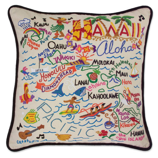 Quirks! Pillows Hawaii Hand-Embroidered Pillow