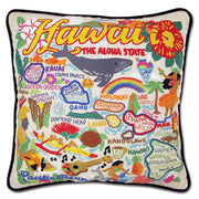 Quirks! Pillows Hawaiian Isles Hand-Embroidered Pillow by Cat Studio