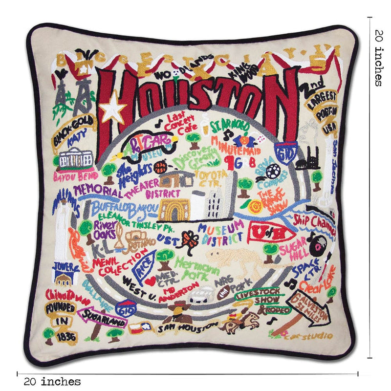 Quirks! Pillows Houston Hand-Embroidered Pillow