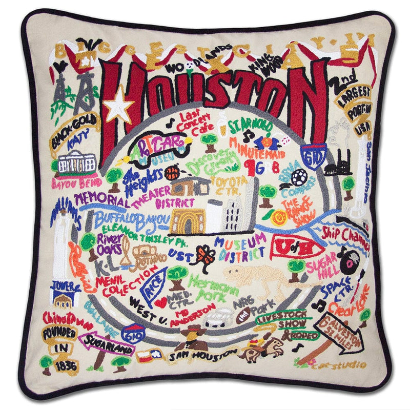 Quirks! Pillows Houston Hand-Embroidered Pillow