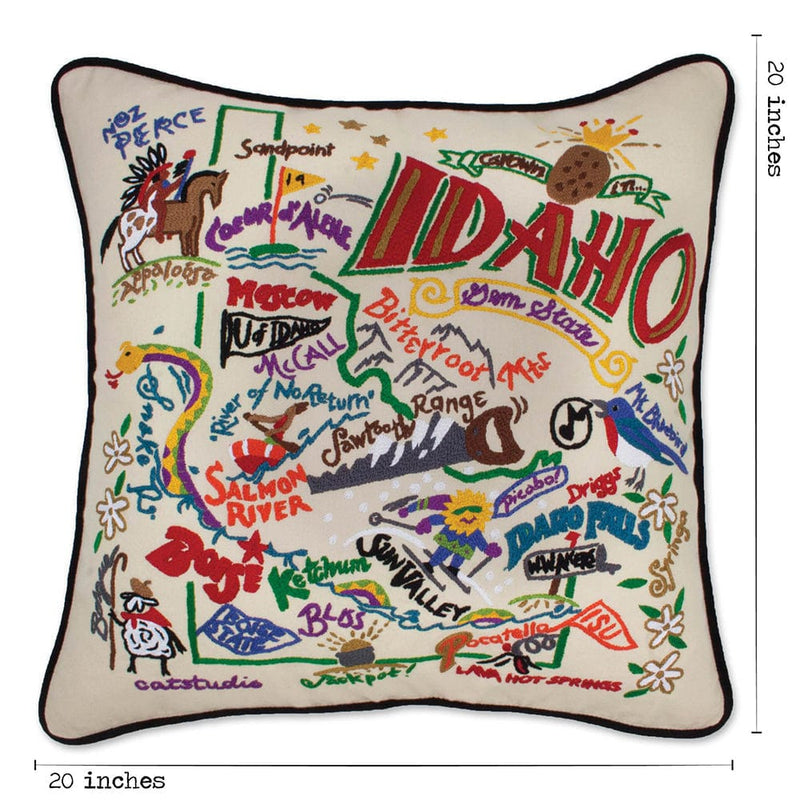 Quirks! Pillows Idaho Hand-Embroidered Pillow