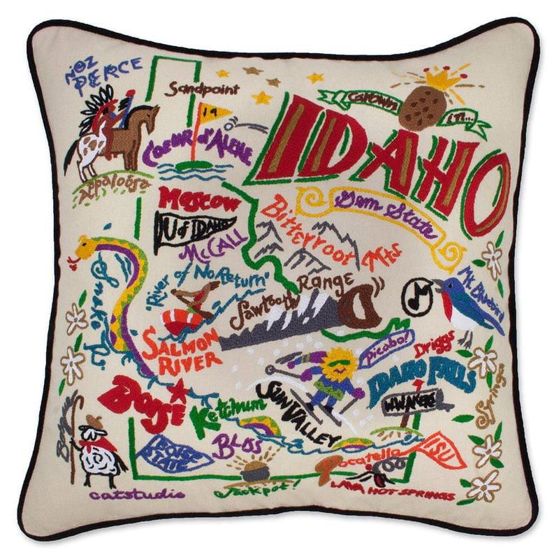 Quirks! Pillows Idaho Hand-Embroidered Pillow