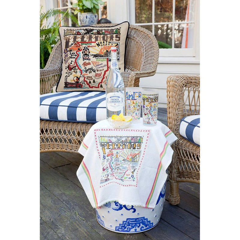 Quirks! Pillows Illinois Hand-Embroidered Pillow