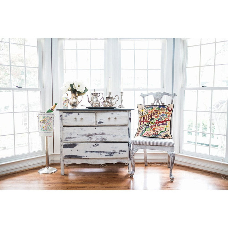 Quirks! Pillows Indiana Hand-Embroidered Pillow