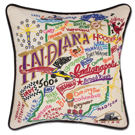 Quirks! Pillows Indiana Hand-Embroidered Pillow