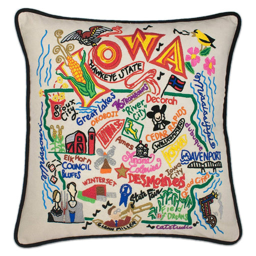 Quirks! Pillows Iowa Hand-Embroidered Pillow
