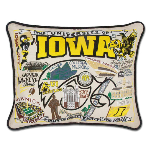 Quirks! Pillows Iowa, University of Collegiate Embroidered Pillow by CatStudio