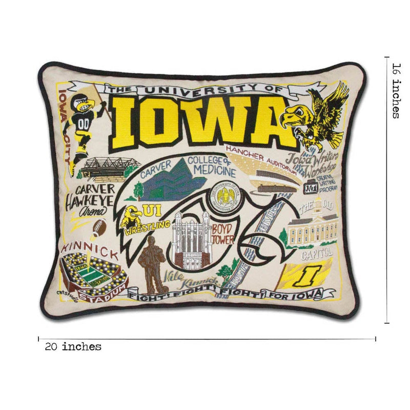Quirks! Pillows Iowa, University of Collegiate Embroidered Pillow by CatStudio