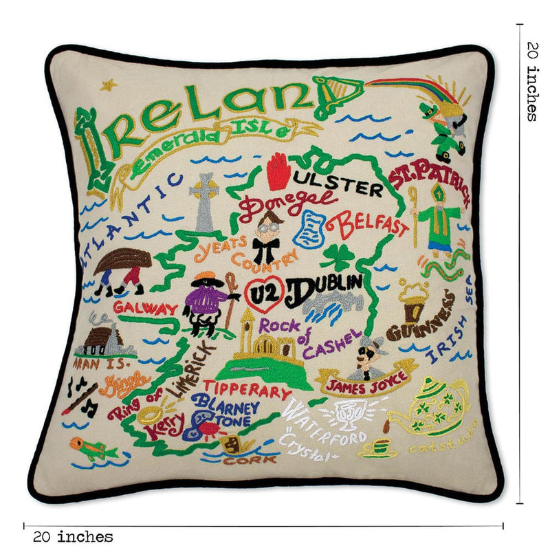 Quirks! Pillows Ireland Hand-Embroidered Pillow