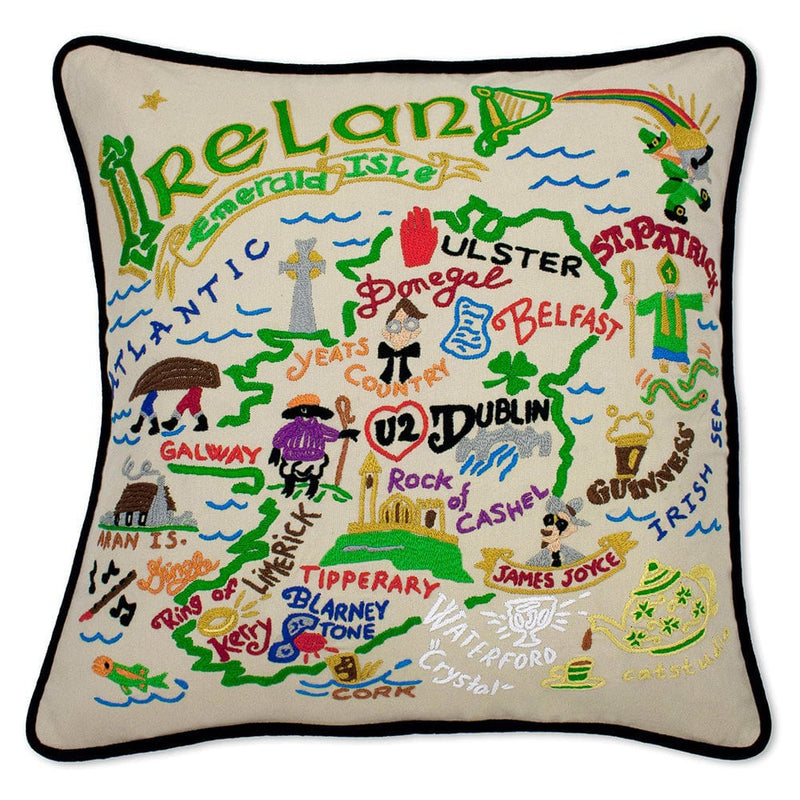 Quirks! Pillows Ireland Hand-Embroidered Pillow