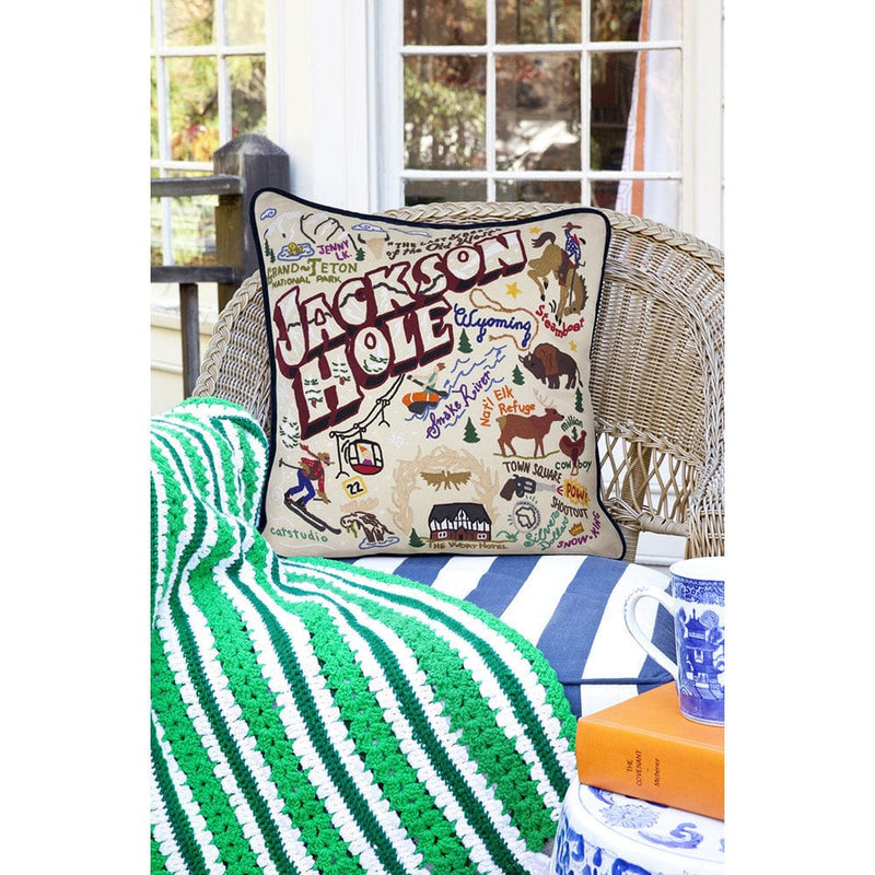 Quirks! Pillows Jackson Hole Hand-Embroidered Pillow