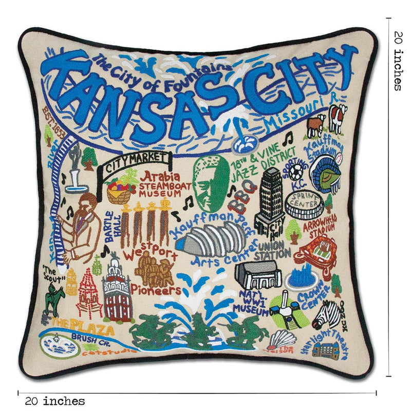Quirks! Pillows Kansas City Hand-Embroidered Pillow