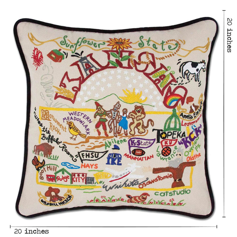Quirks! Pillows Kansas Hand-Embroidered Pillow