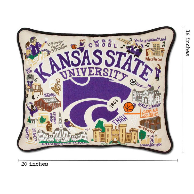 Quirks! Pillows Kansas State University Collegiate Embroidered Pillow by CatStudio
