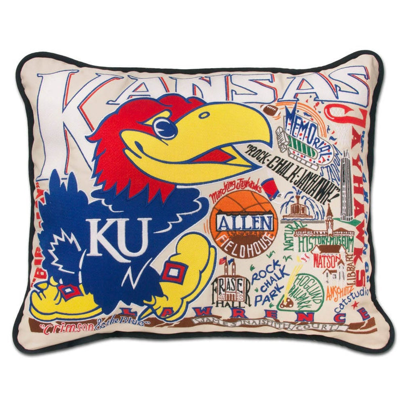 Quirks! Pillows Kansas, University of Collegiate Hand-Embroidered Pillow