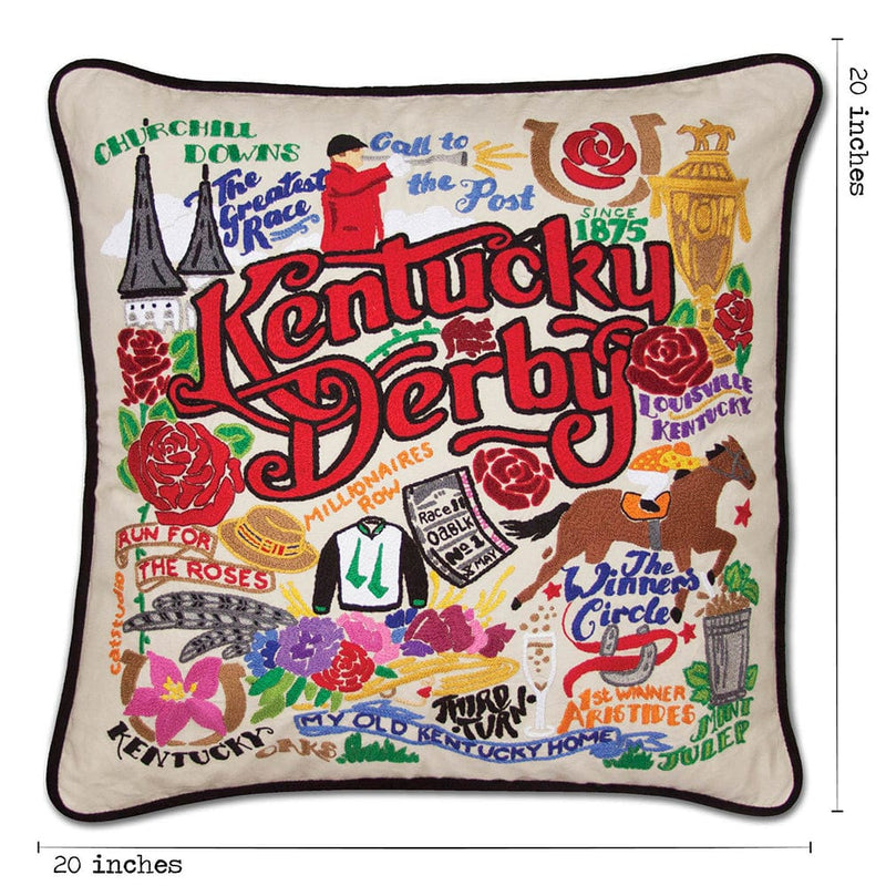 Quirks! Pillows Kentucky Derby Hand-Embroidered Pillow
