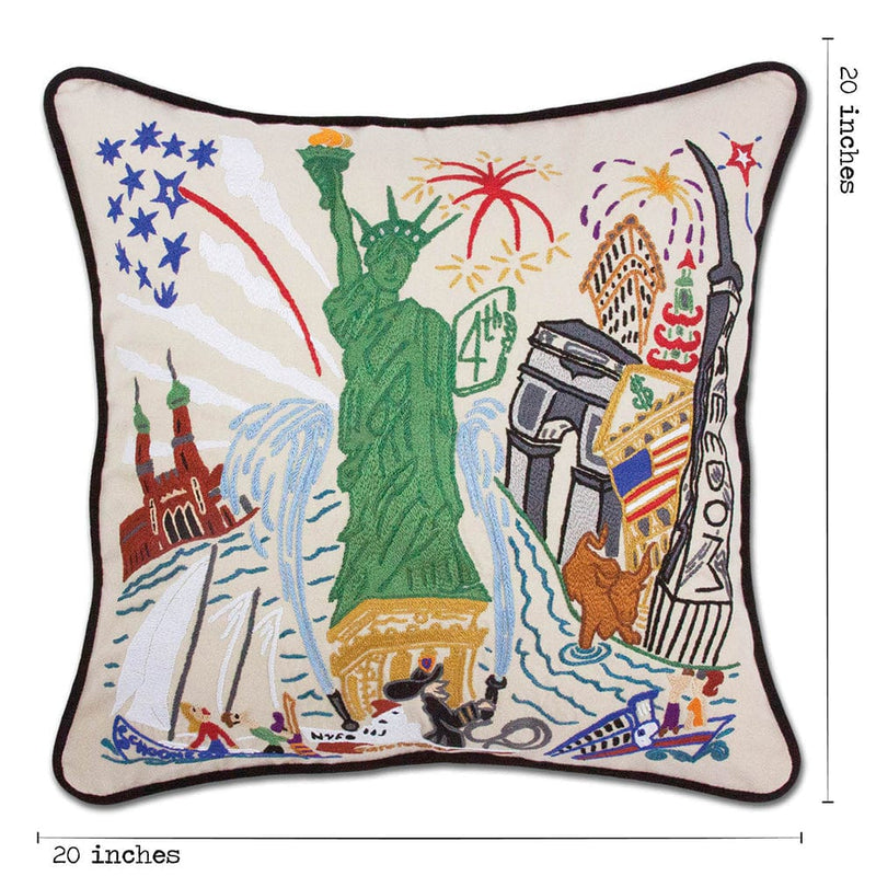 Quirks! Pillows Lady Liberty Hand-Embroidered Pillow