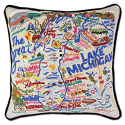 Quirks! Pillows Lake Michigan Hand-Embroidered Pillow