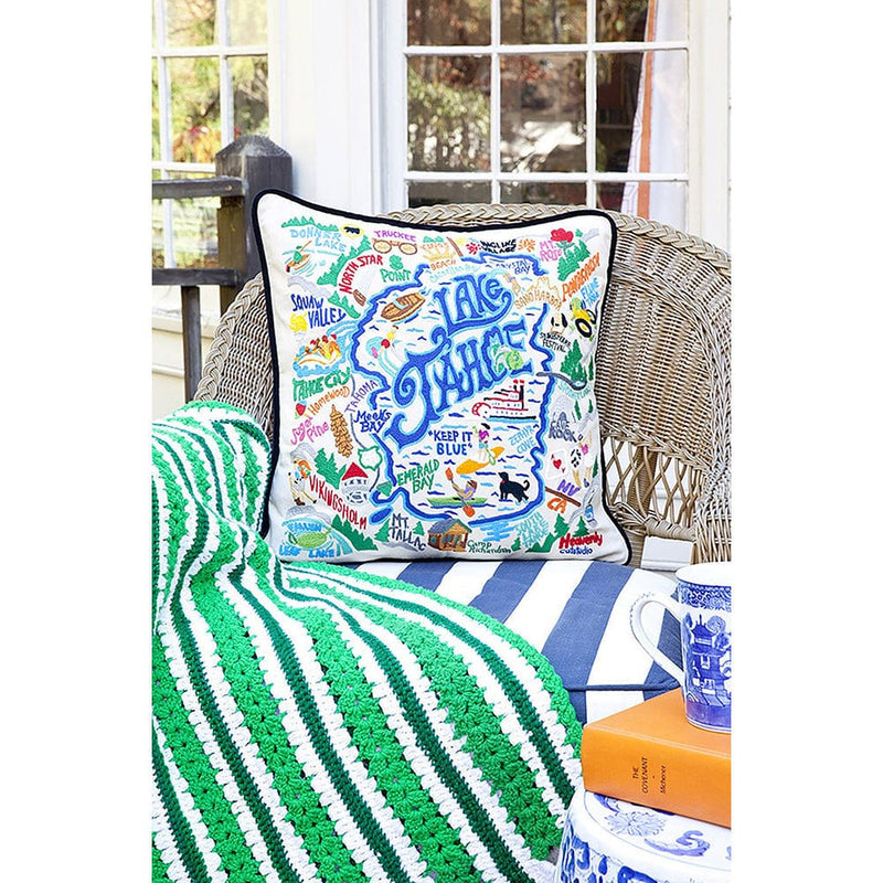 Quirks! Pillows Lake Tahoe Hand-Embroidered Pillow