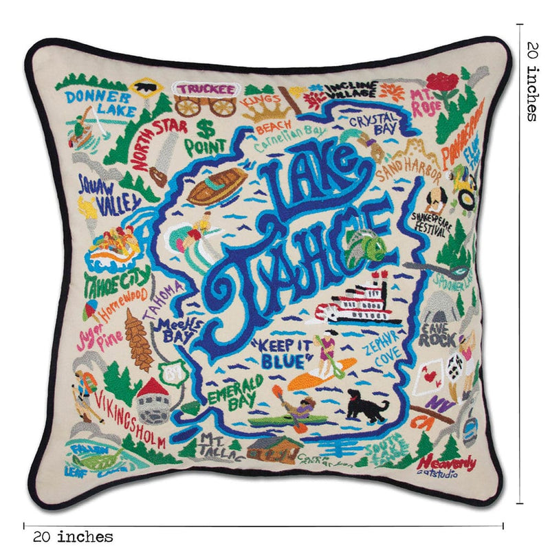 Quirks! Pillows Lake Tahoe Hand-Embroidered Pillow