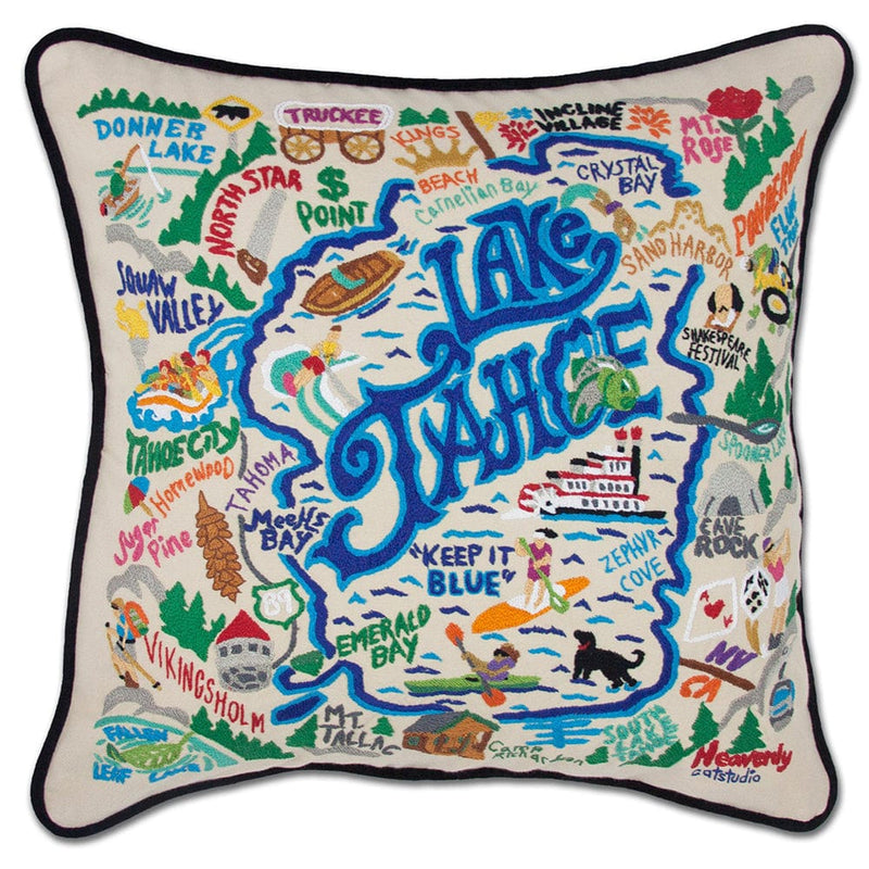 Quirks! Pillows Lake Tahoe Hand-Embroidered Pillow
