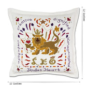 Quirks! Pillows Leo Astrology Hand-Embroidered Pillow by Cat Studio
