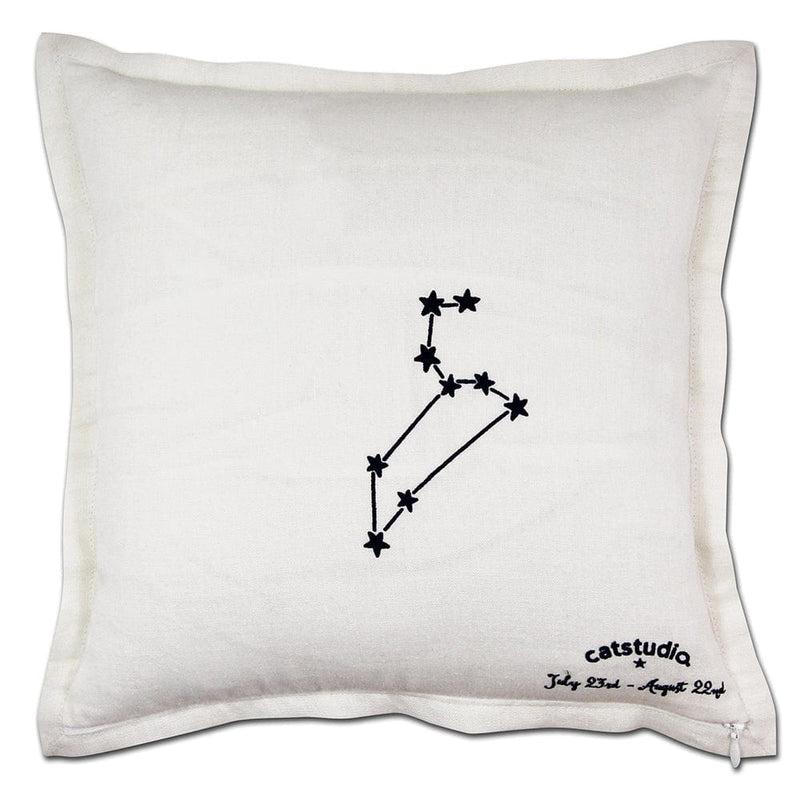 Quirks! Pillows Leo Astrology Hand-Embroidered Pillow by Cat Studio