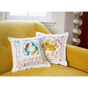 Quirks! Pillows Leo Astrology Hand-Embroidered Pillow by Cat Studio