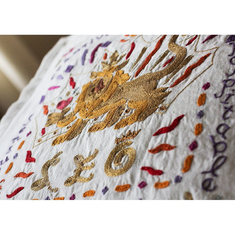 Quirks! Pillows Leo Astrology Hand-Embroidered Pillow by Cat Studio