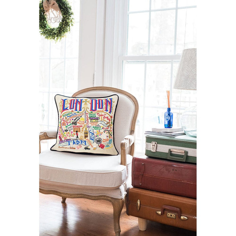 Quirks! Pillows London Hand-Embroidered Pillow