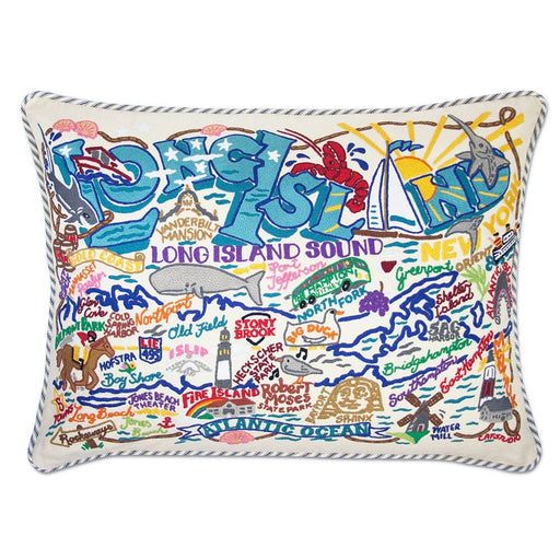 Quirks! Pillows Long Island Hand-Embroidered Pillow