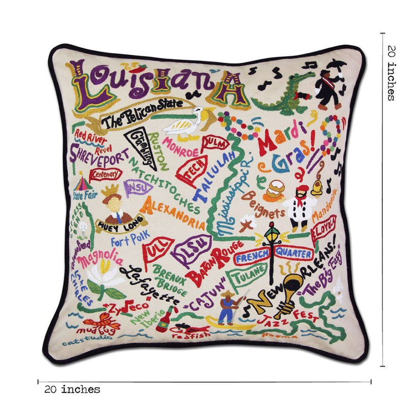 Quirks! Pillows Louisiana Hand-Embroidered Pillow