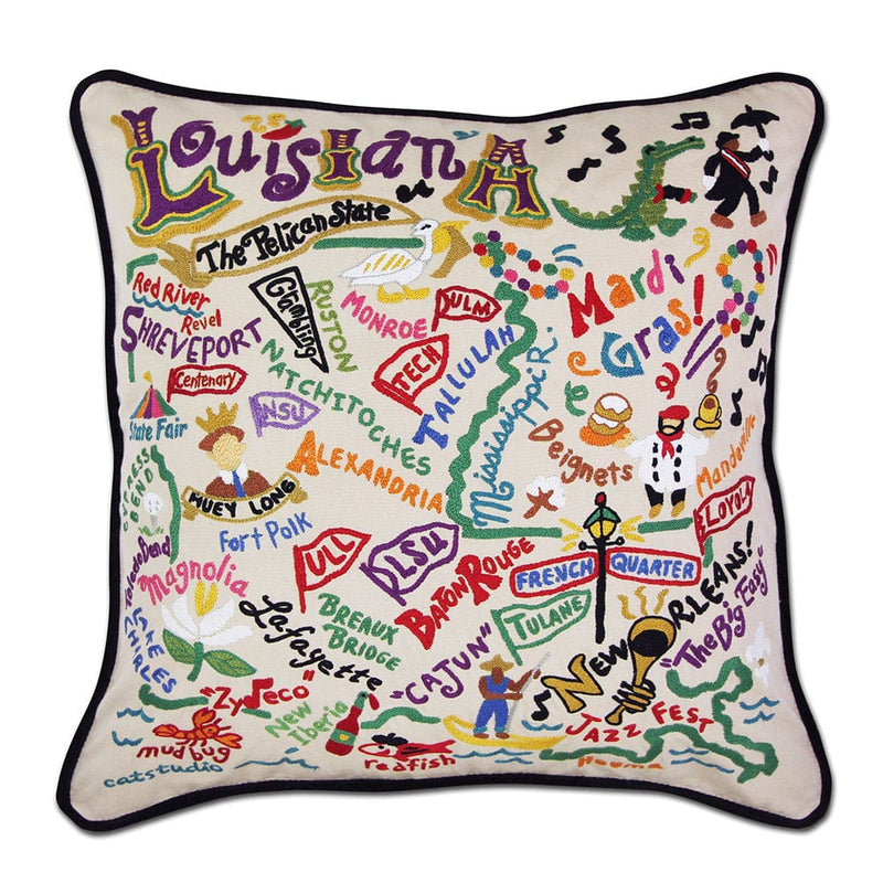 Quirks! Pillows Louisiana Hand-Embroidered Pillow