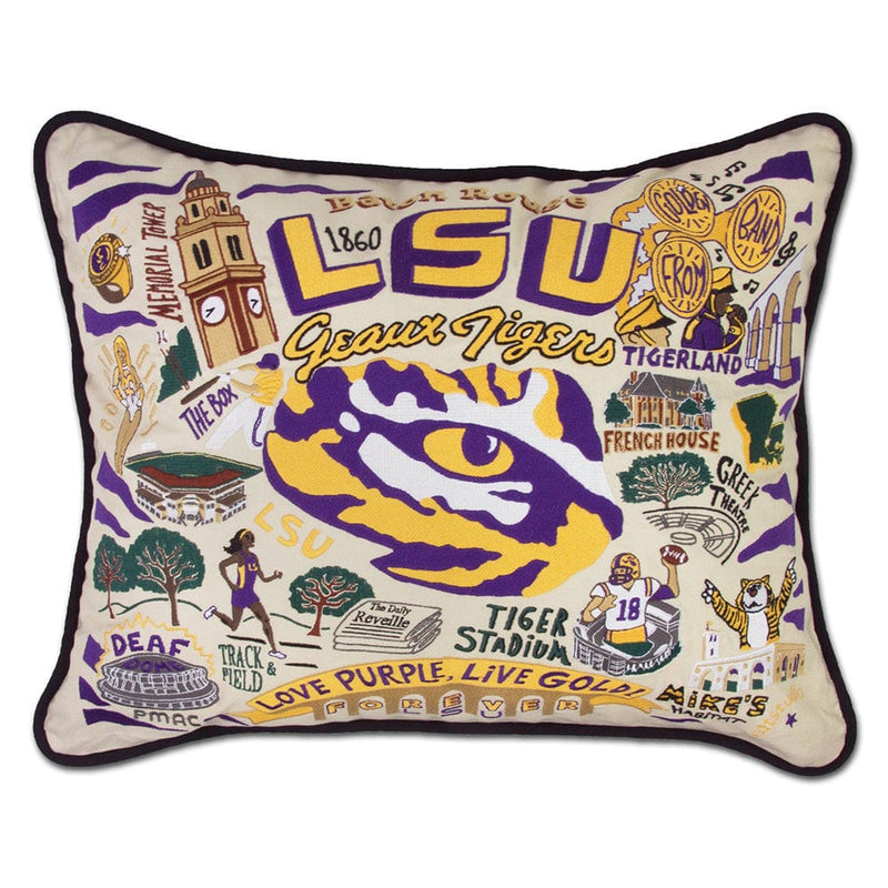 Quirks! Pillows Louisiana State University LSU Collegiate Hand-Embroidered Pillow