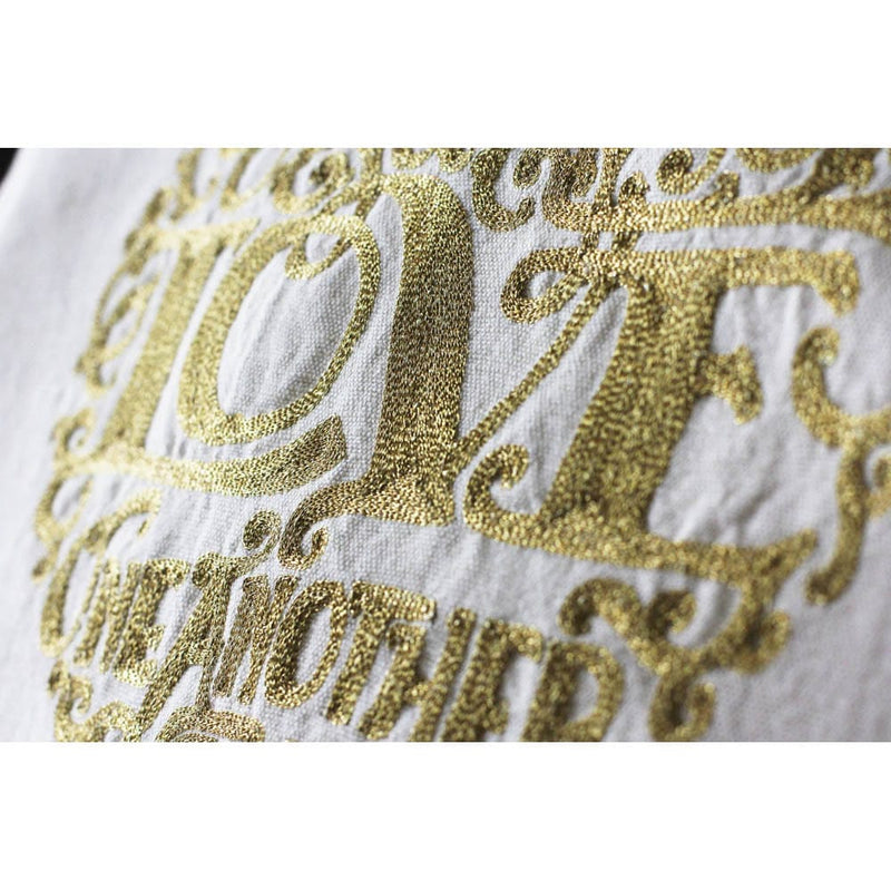 Quirks! Pillows Love Heart Love Letters Hand-Embroidered Pillow - Available in Gold or Silver by CatStudio