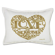 Quirks! Pillows Love Heart Love Letters Hand-Embroidered Pillow - Available in Gold or Silver by CatStudio