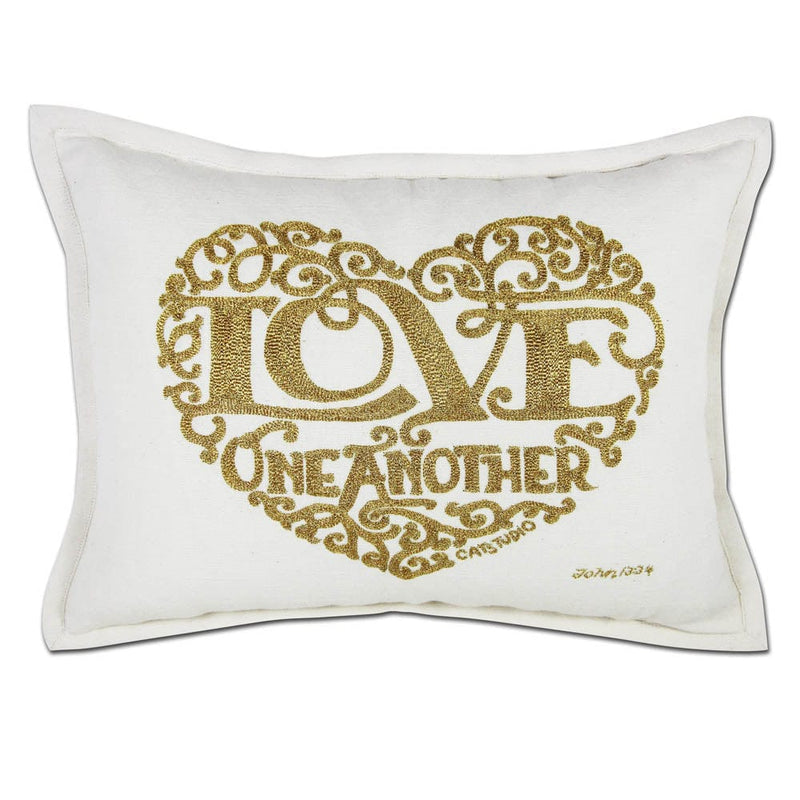 Quirks! Pillows Love Heart Love Letters Hand-Embroidered Pillow - Available in Gold or Silver by CatStudio