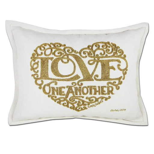 Quirks! Pillows Love Heart Love Letters Hand-Embroidered Pillow - Available in Gold or Silver by CatStudio