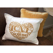 Quirks! Pillows Love Heart Love Letters Hand-Embroidered Pillow - Available in Gold or Silver by CatStudio