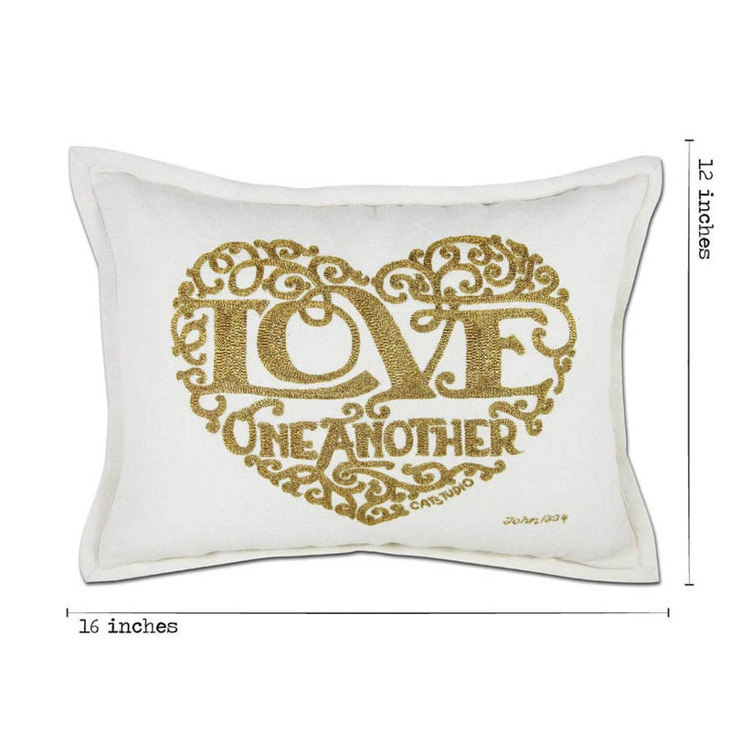 Quirks! Pillows Love Heart Love Letters Hand-Embroidered Pillow - Available in Gold or Silver by CatStudio