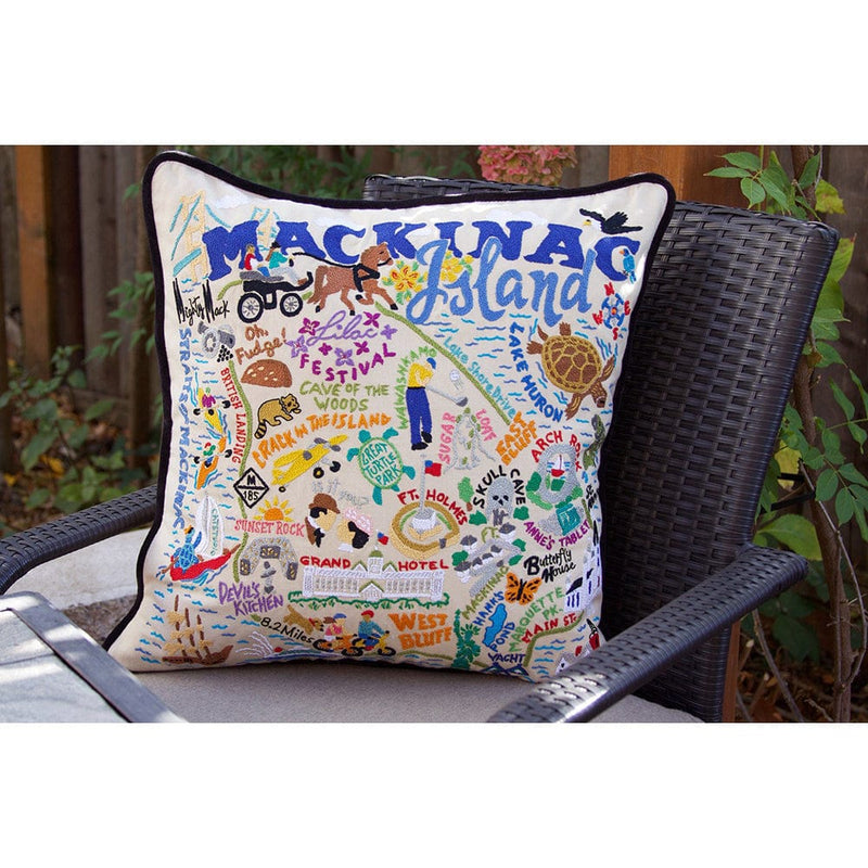 Quirks! Pillows Mackinac Island Hand-Embroidered Pillow by Cat Studio