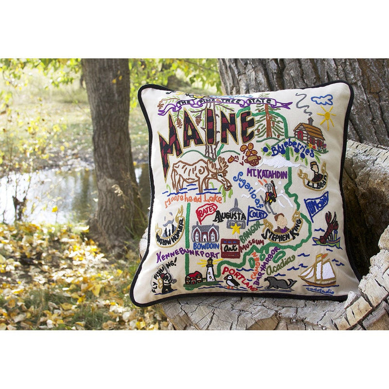 Quirks! Pillows Maine Hand-Embroidered Pillow