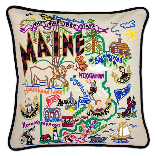 Quirks! Pillows Maine Hand-Embroidered Pillow
